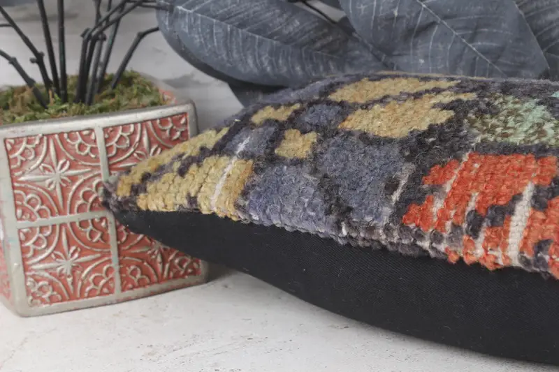 Boho Pillow Sham Cover, Kilim Pillow, 8x16 Blue Cushion Cover, Bench Pillow Sham, Bolster Throw Pillow Cover, Boho Pillow, Cushion Case - 7