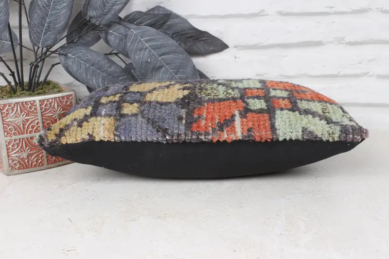 Boho Pillow Sham Cover, Kilim Pillow, 8x16 Blue Cushion Cover, Bench Pillow Sham, Bolster Throw Pillow Cover, Boho Pillow, Cushion Case - 5