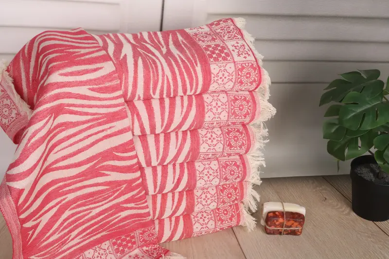 Wedding Gift Red Cotton Dish Towel Striped Monogram Hand Towel, 20x28 Inches