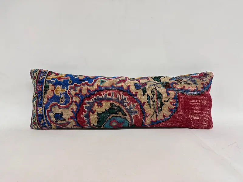 Kilimkissen, Kissenschein, türkisches Kilim -Kissen, gedämpftes Kissen, Wandteppichkissen, Vintage -Kissen, 12 x 36 rote Kissenbezüge - 1