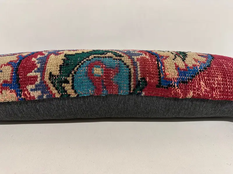 Kilimkissen, Kissenschein, türkisches Kilim -Kissen, gedämpftes Kissen, Wandteppichkissen, Vintage -Kissen, 12 x 36 rote Kissenbezüge - 5