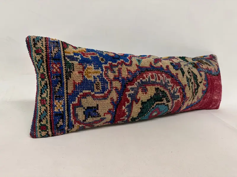 Kilimkissen, Kissenschein, türkisches Kilim -Kissen, gedämpftes Kissen, Wandteppichkissen, Vintage -Kissen, 12 x 36 rote Kissenbezüge - 2