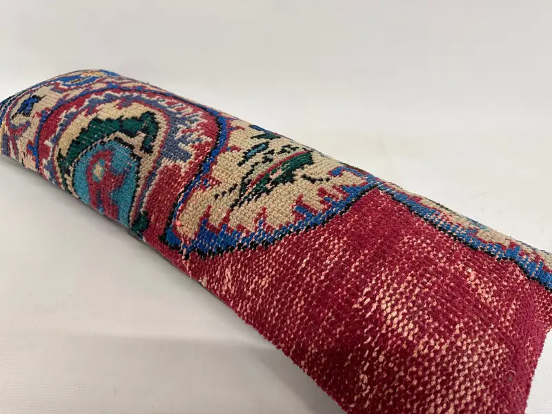 Kilimkissen, Kissenschein, türkisches Kilim -Kissen, gedämpftes Kissen, Wandteppichkissen, Vintage -Kissen, 12 x 36 rote Kissenbezüge - 6