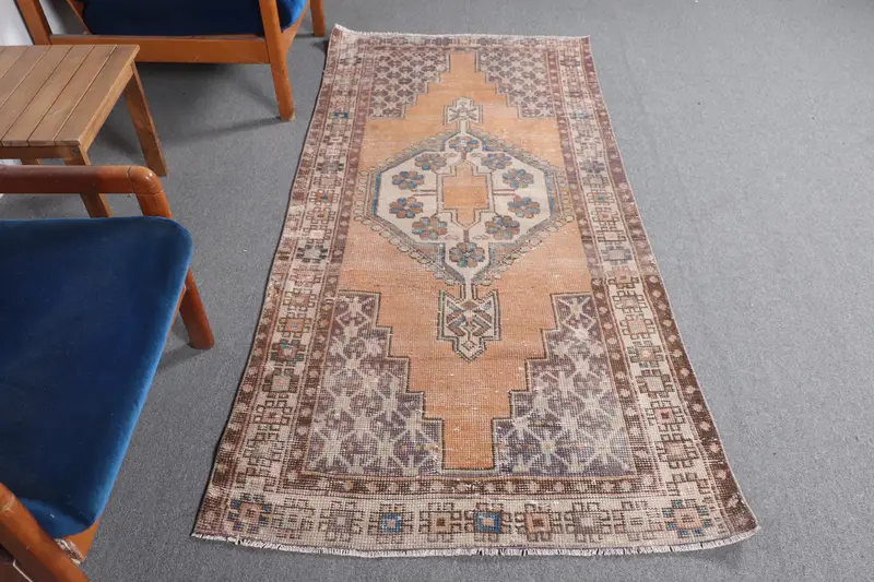 Alfombra vibrante naranja y violeta, 100 x 210 cm, diseño oriental
