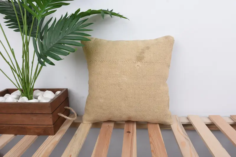 Beige besticktes Southwestern-Wurfkissen, handgefertigtes Vintage-Kissen