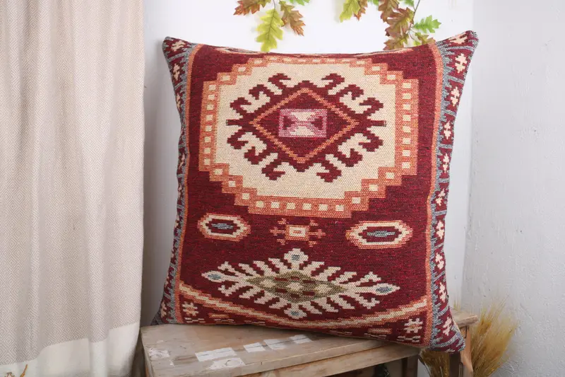 Kilim Cushion Sham, Wholesale Pillow Sham, Gift Pillow, 32x32 Red Pillow, Boho Pillow Sham Cover, Oriental Pillow Sham, Pillow - 4