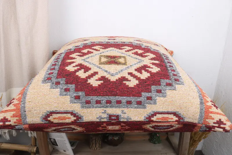 Kilim Cushion Sham, Wholesale Pillow Sham, Gift Pillow, 32x32 Red Pillow, Boho Pillow Sham Cover, Oriental Pillow Sham, Pillow - 7