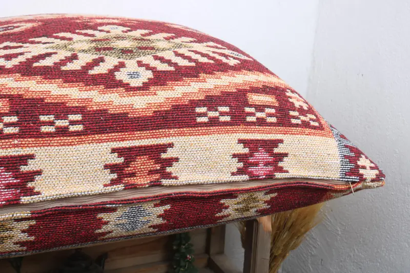 Kilim Cushion Sham, Wholesale Pillow Sham, Gift Pillow, 32x32 Red Pillow, Boho Pillow Sham Cover, Oriental Pillow Sham, Pillow - 6