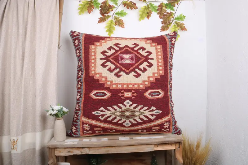Kilim Cushion Sham, Wholesale Pillow Sham, Gift Pillow, 32x32 Red Pillow, Boho Pillow Sham Cover, Oriental Pillow Sham, Pillow - 1