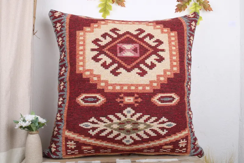 Kilim Cushion Sham, Wholesale Pillow Sham, Gift Pillow, 32x32 Red Pillow, Boho Pillow Sham Cover, Oriental Pillow Sham, Pillow - 2