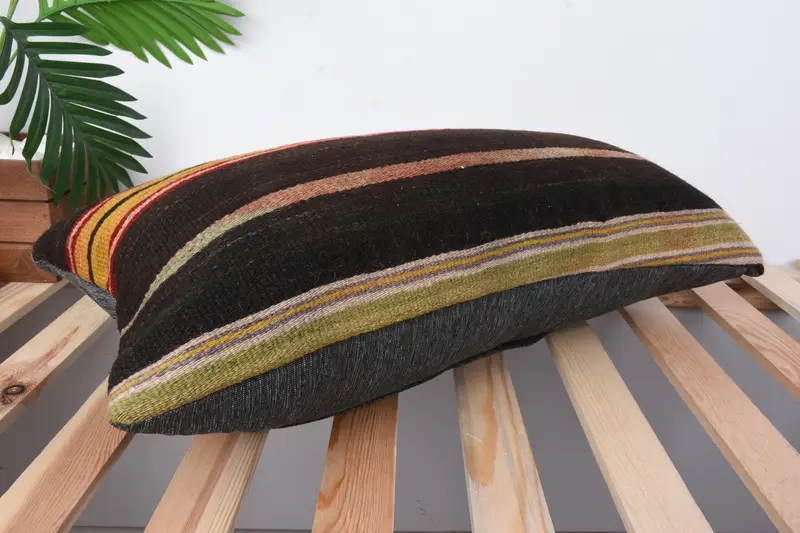 Vintage Pillow, Turkish Pillow, 12x24 Brown Pillow Cover, Vintage Kilim Pillow, Cushion Cover, Neutral Throw Pillow Case - 6