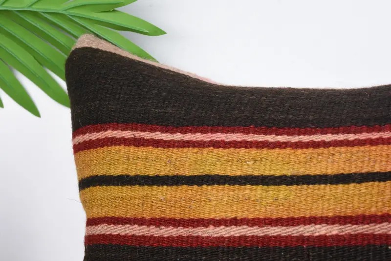 Vintage Pillow, Turkish Pillow, 12x24 Brown Pillow Cover, Vintage Kilim Pillow, Cushion Cover, Neutral Throw Pillow Case - 2