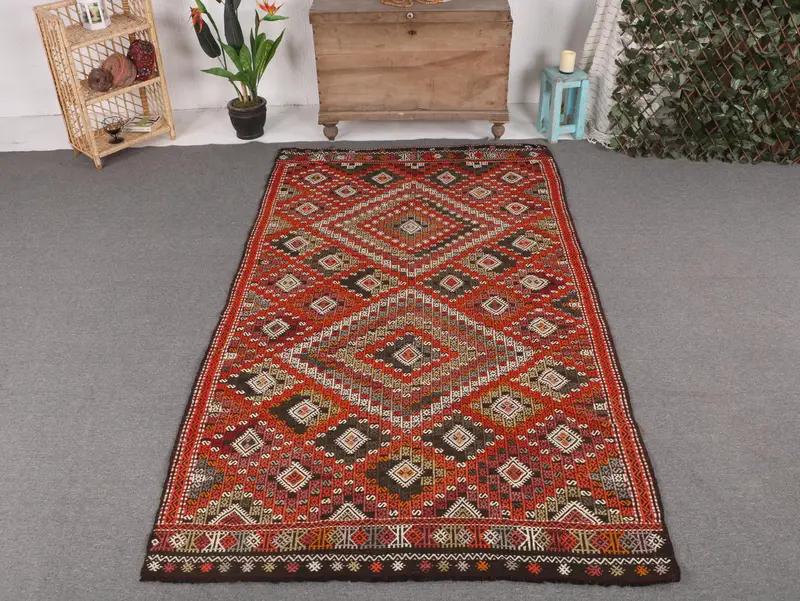 Vibrant Orange Rug, 4,9x8,6 ft Solid Comfort
