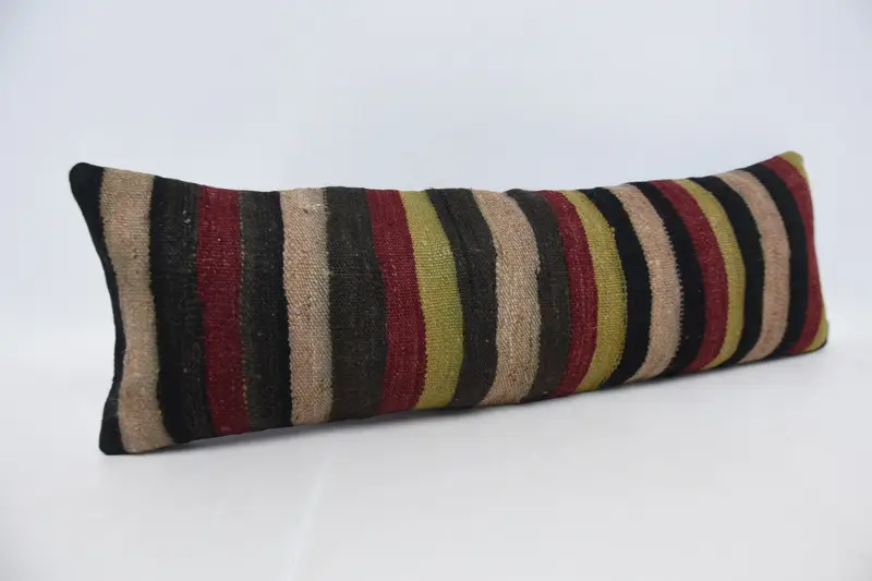 Accent Throw Pillow, Pillow for Couch, Pillow Case, Ethnic Throw Cushion, Throw Kilim Pillow, 12x36 Brown Pillow, Kilim Cushion Sham - 3