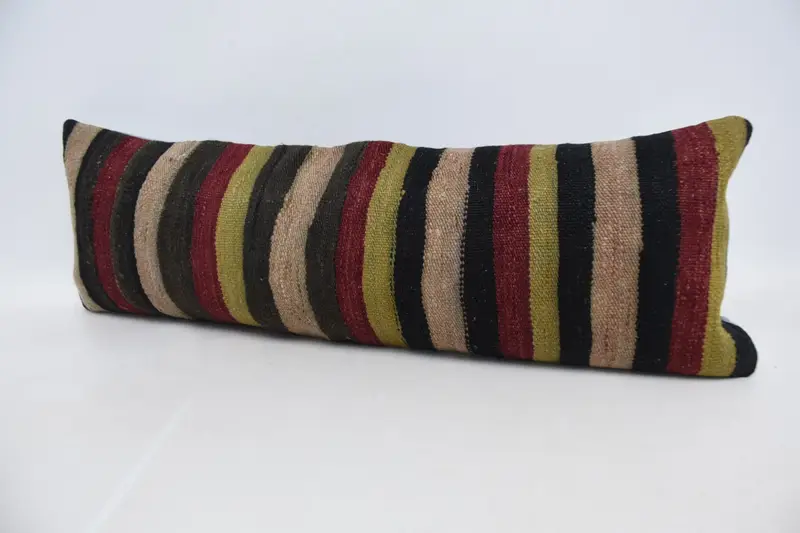 Accent Throw Pillow, Pillow for Couch, Pillow Case, Ethnic Throw Cushion, Throw Kilim Pillow, 12x36 Brown Pillow, Kilim Cushion Sham - 4