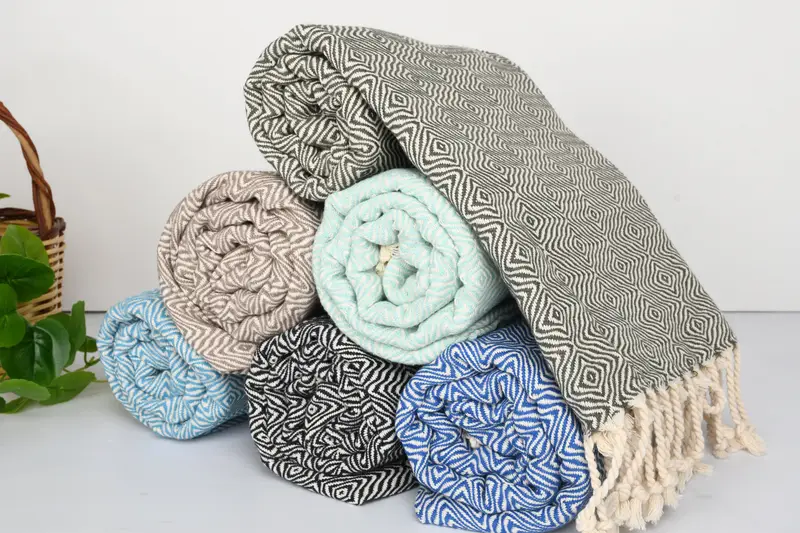 Luxury towel, Beach Towel Bulk, Family Gift Basket, Organic Cotton Towel, Wedding Gift Ideas, 70x40 Cotton Zigzag Diamond Towel, Turkish bath towel - 5
