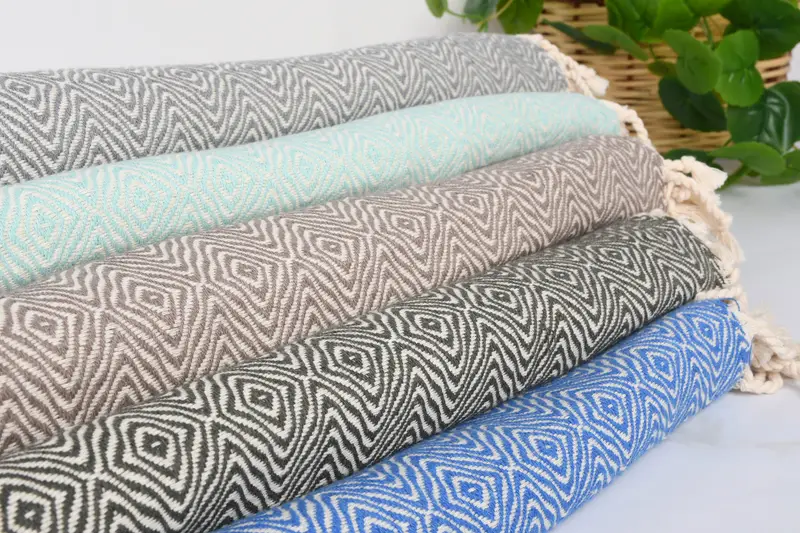 Luxury towel, Beach Towel Bulk, Family Gift Basket, Organic Cotton Towel, Wedding Gift Ideas, 70x40 Cotton Zigzag Diamond Towel, Turkish bath towel - 3