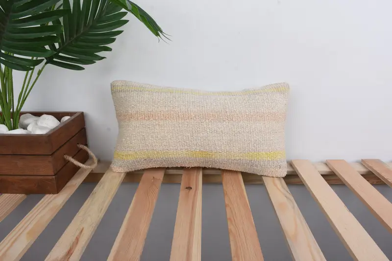 Retro Cushion Cover, 8x16 Beige Cushion, Patio Pillow Sham, Interior Designer Pillow, Antique Pillows, Cozy Throw Cushion, Vintage Pillow, Pillow - 1
