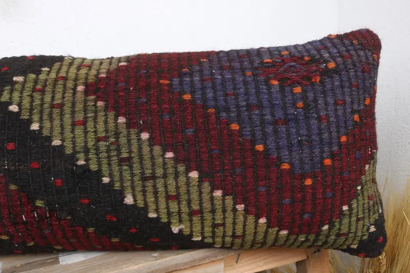 Personalized Gift Pillow Cushion Case, Gift Pillow, Vintage Kilim Pillow, Pillow Sham, 12x36 Red Cushion Case, Ethnical Kilim Rug Pillow - 5