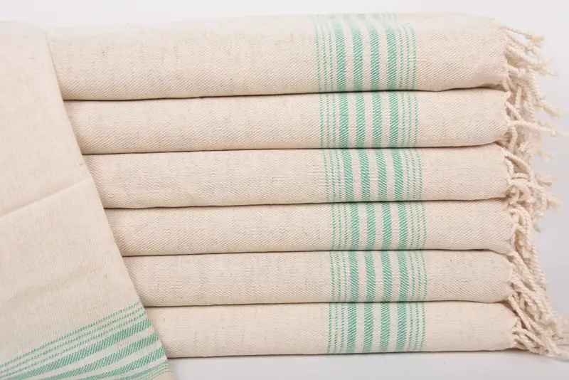 Personalized Green Striped Dish Towel, 36x18 Inches, Organic Cotton