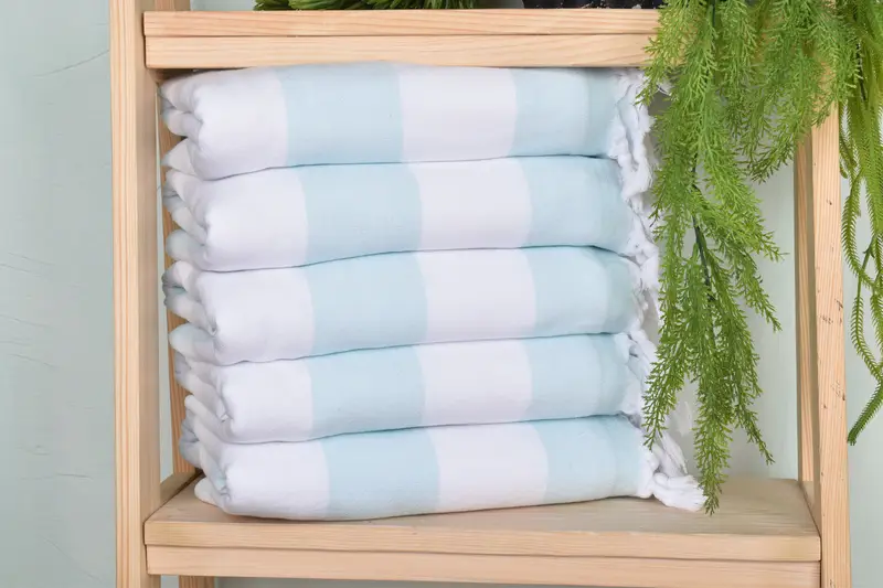 Valentines Day Gift Mint Cotton Towel, Striped Terry, 36x63 Inches