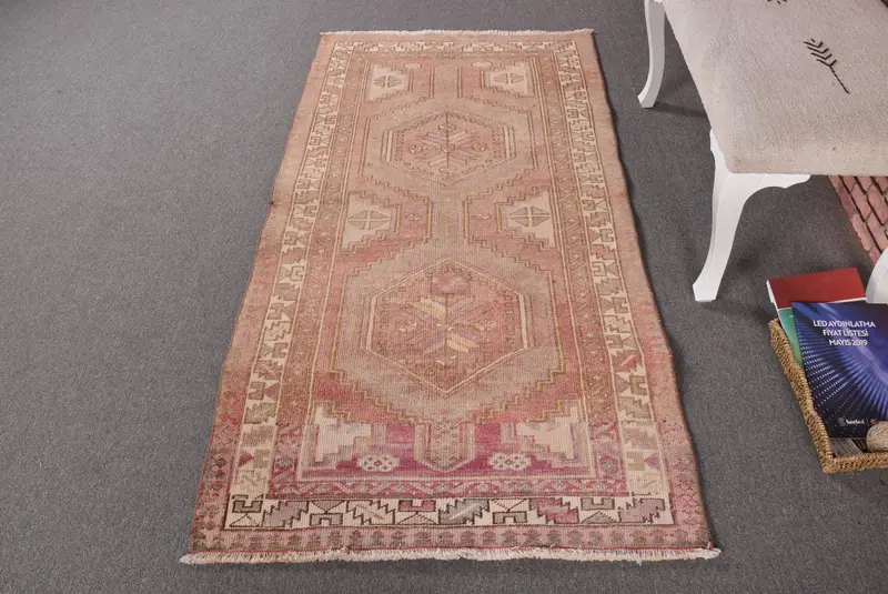 3.2x6.1 ft Turkish Oushak Rug, Vintage Rug, Red Abstract Wool Rug - 1