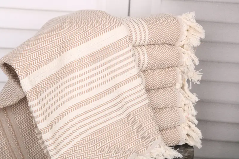 Striped Towel, Custom Beach Towel, Brown, 40x71 Inches