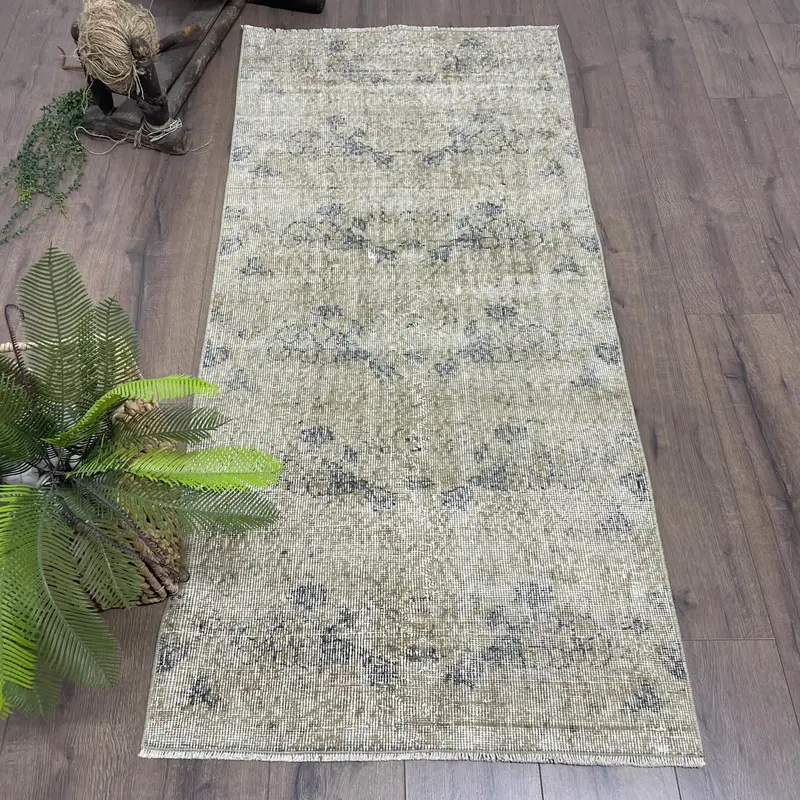 Alfombra Beige Ombré, 2,6x5,7 pies Elegante acento azul