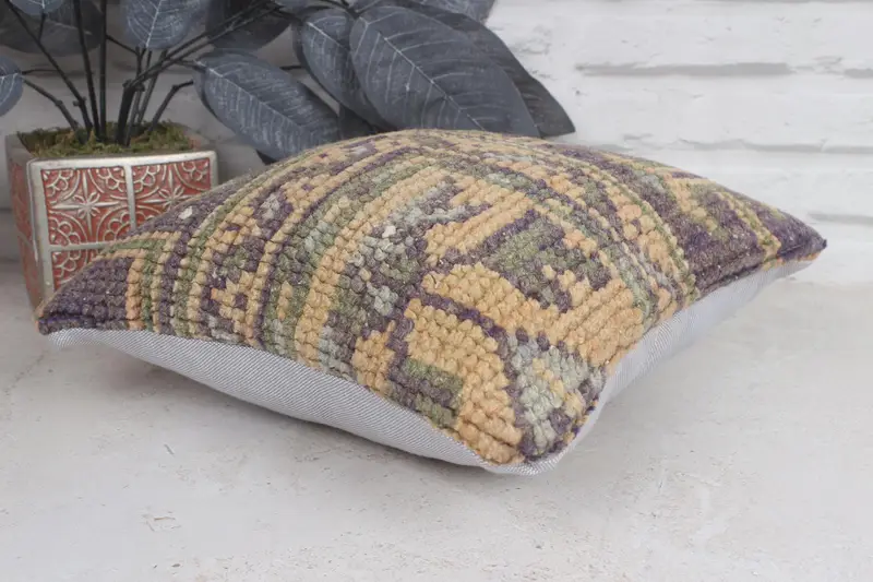 12x12 Blue Cushion Cover, Ottoman Pillow Cover, Vintage Pillow, Pillow for Sofa, Vintage Kilim Throw Pillow, Nomadic Pillow, Pillow Case - 6