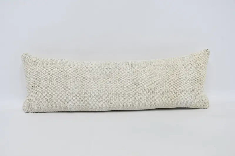 Pillow Sham, Designer Throw Pillow Case, 12x36 White Cushion Case, Kilim Cushion Sham, Home Decor Pillow, Turkish Kilim Pillow - 1