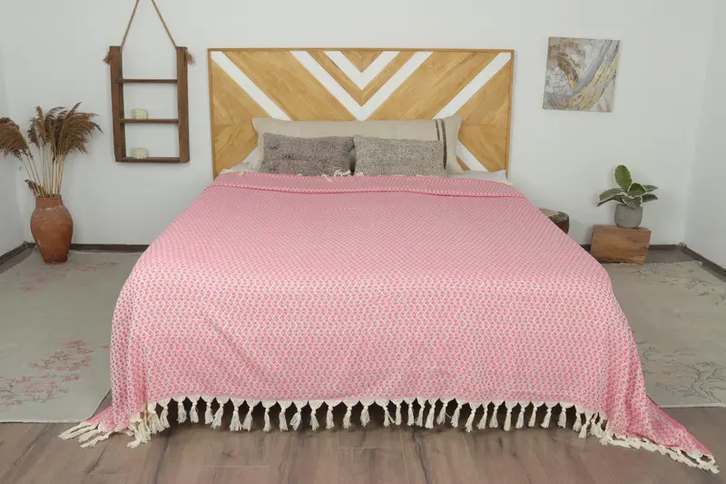 Personalized Wedding Gift For Couple, Personalized Blanket, 96x92 Cotton Herringbone Towel, Turkish Blanket, Aesthetic Blanket, Woven Blanket - 1