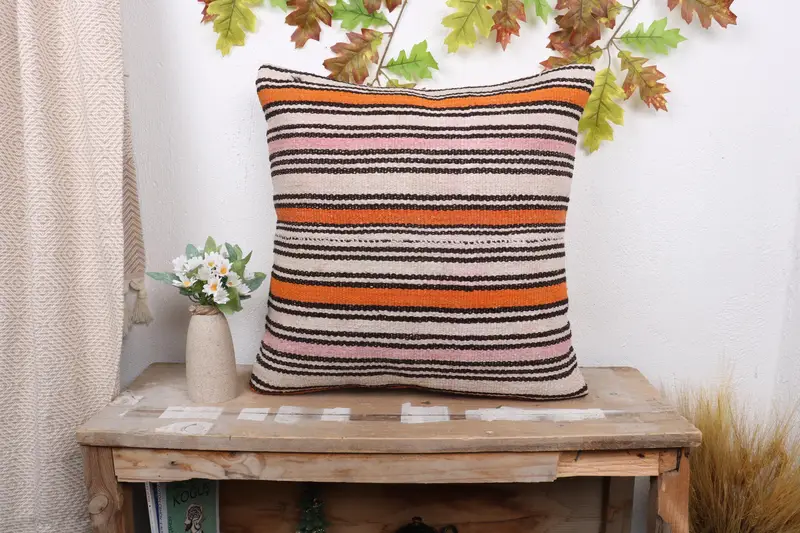 Nautical Throw Pillow Case, Gift Pillow, Antique Pillows, Morroccon Kilim Cushion Cushion, 20x20 Orange Cushion, Pillow, Boho Pillow Sham Cover - 1