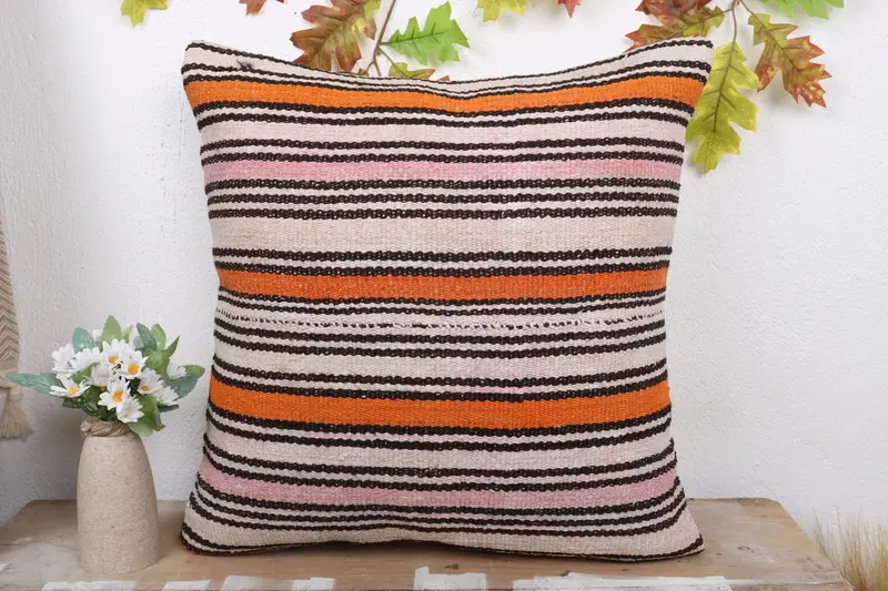 Nautical Throw Pillow Case, Gift Pillow, Antique Pillows, Morroccon Kilim Cushion Cushion, 20x20 Orange Cushion, Pillow, Boho Pillow Sham Cover - 2