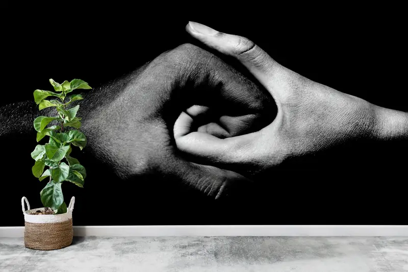 Zarif Siyah & Beyaz Motivasyon El Baskılı Duvar Kağıdı