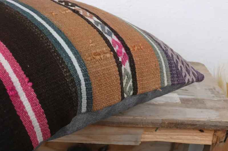 Pillow Sham, Boho Pillow Sham Cover, Custom Pillow Cover, Vintage Kilim Throw Pillow, 16x16 Purple Pillow Case, Kilim Pillow Cover - 6
