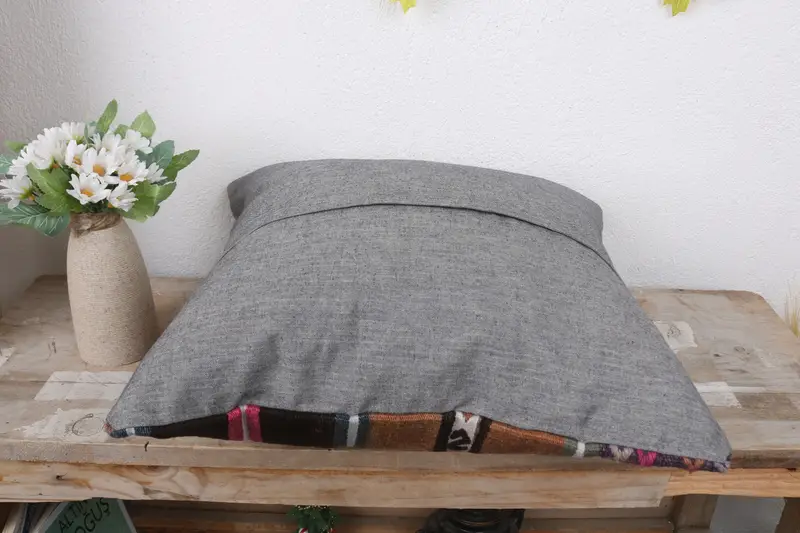 Pillow Sham, Boho Pillow Sham Cover, Custom Pillow Cover, Vintage Kilim Throw Pillow, 16x16 Purple Pillow Case, Kilim Pillow Cover - 7