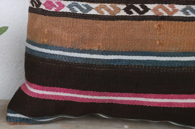 Pillow Sham, Boho Pillow Sham Cover, Custom Pillow Cover, Vintage Kilim Throw Pillow, 16x16 Purple Pillow Case, Kilim Pillow Cover - 3