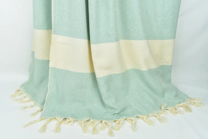 Woven Throw Blanket, Boho Throw Blankets, Boyfriend Gift, Customized Turkish Blanket, Personalized Blanket, 96x80 Cotton Diamond Towel - 8