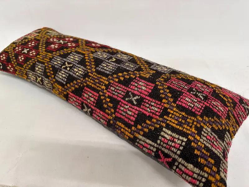 Cushion, Vintage Kilim Pillow, Farmhouse Pillow Sham, 12x36 Yellow Cushion Case, Pillow for Couch, Interior Designer Pillow - 6