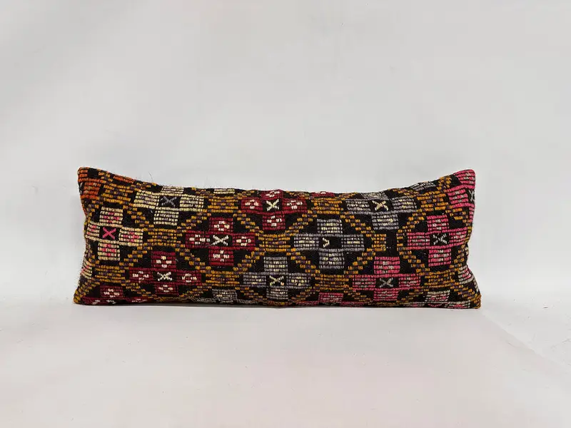Cushion, Vintage Kilim Pillow, Farmhouse Pillow Sham, 12x36 Yellow Cushion Case, Pillow for Couch, Interior Designer Pillow - 1