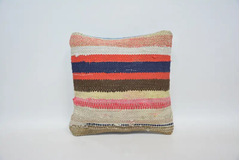 12x12 Beige Pillow, Antique Pillows, Luxury Cushion, Pillow for Couch, Sustainable Pillow Cover, Kilim Pillow Cover, Pillow Cover - 1