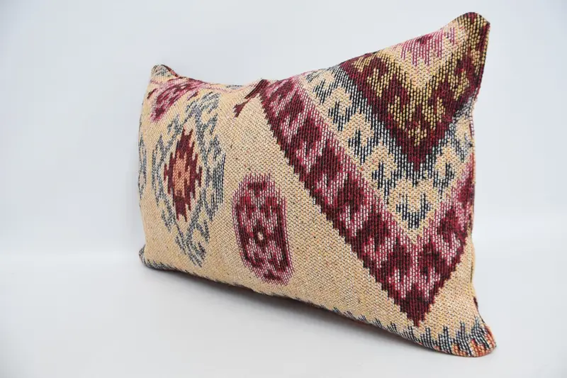 Cushion Cover, Vintage Kilim Throw Pillow, Boho Pillow, Luxury Pillow, Turkish Pillow, Ethnic Throw Pillow Sham, 16x24 Orange Pillow - 4