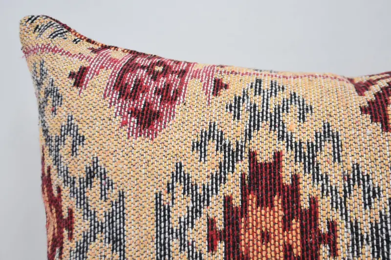 Cushion Cover, Vintage Kilim Throw Pillow, Boho Pillow, Luxury Pillow, Turkish Pillow, Ethnic Throw Pillow Sham, 16x24 Orange Pillow - 2