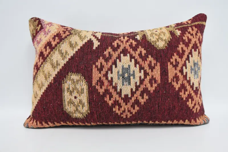 Cushion Cover, Vintage Kilim Throw Pillow, Boho Pillow, Luxury Pillow, Turkish Pillow, Ethnic Throw Pillow Sham, 16x24 Orange Pillow - 5