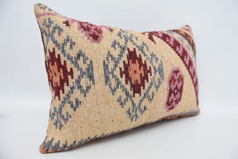 Cushion Cover, Vintage Kilim Throw Pillow, Boho Pillow, Luxury Pillow, Turkish Pillow, Ethnic Throw Pillow Sham, 16x24 Orange Pillow - 3