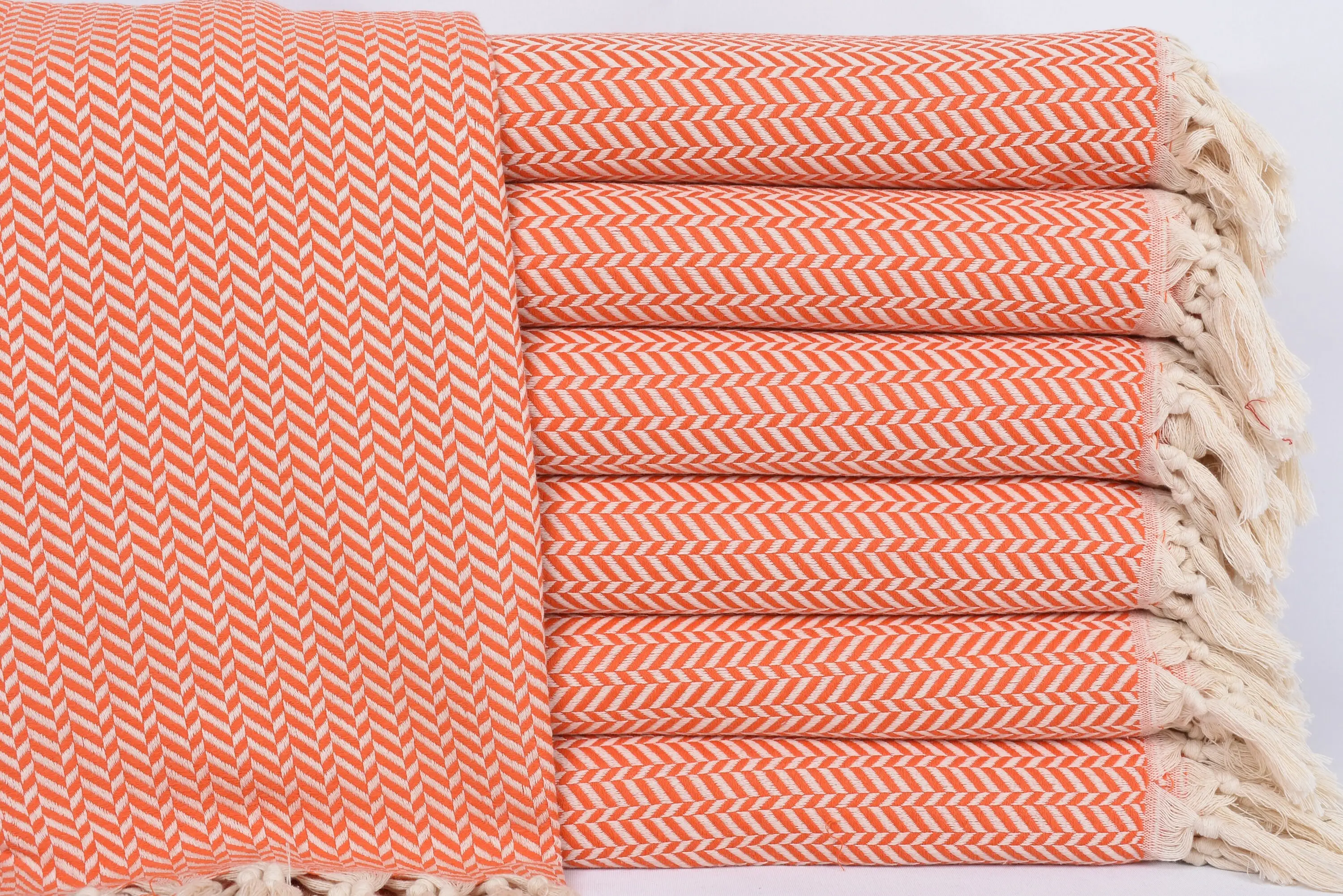 Personalized Orange Chevron Bath Towel, 70x40 Inches, Organic Cotton - 1