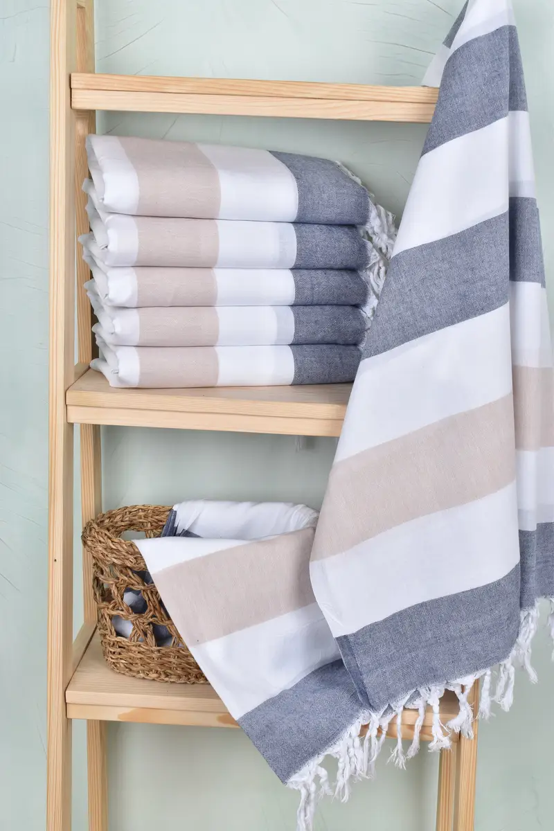 Gift For The Home Decor, 70x40 Cotton Striped Towel, Absorbent towel, Sand-free towel, Personalized Gift For Her, Custom Beach Towel, Organic Towel - 3