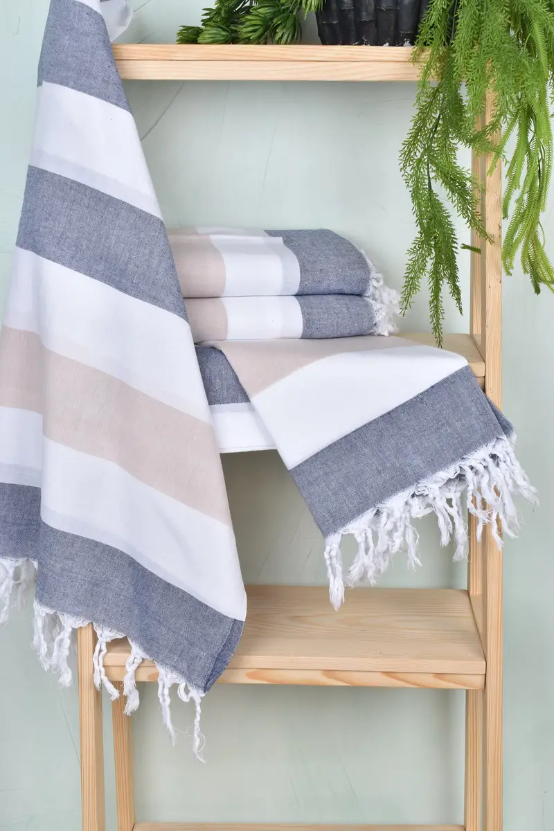 Gift For The Home Decor, 70x40 Cotton Striped Towel, Absorbent towel, Sand-free towel, Personalized Gift For Her, Custom Beach Towel, Organic Towel - 6