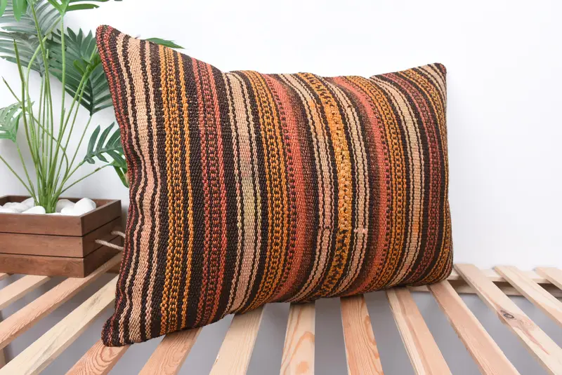 Turkish Pillow, Pillow for Sofa, Kilim Rug Cushion, Kilim Cushion Sham, 20x28 Red Pillow Sham, Pillow, Boho Chic Pillow Cover, Bright Pillow - 4