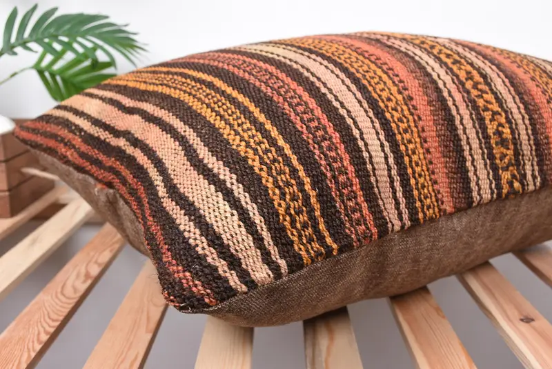 Turkish Pillow, Pillow for Sofa, Kilim Rug Cushion, Kilim Cushion Sham, 20x28 Red Pillow Sham, Pillow, Boho Chic Pillow Cover, Bright Pillow - 6